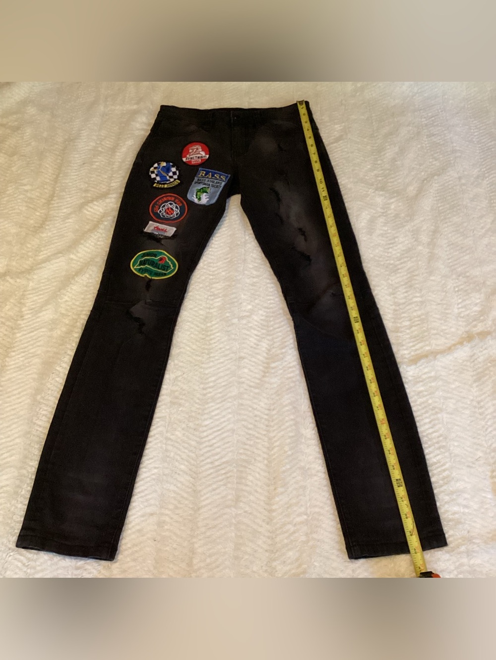 Mens Sz 30 Kilogram Multi Patch Distressed Novelty Patches Denim Patchwork Pants